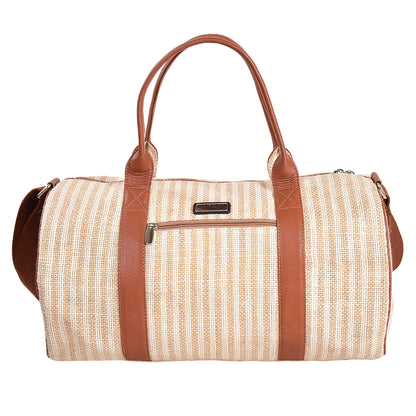 MERCHENTUS INDIA Eco-Friendly Green Dyed Jute & Leather Blend Gym Duffle Bag | Stylish Travel & Fitness Companion