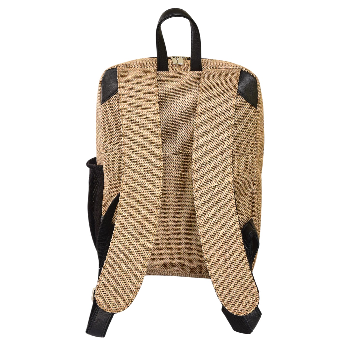 MERCHENTUS INDIA Eco-Chic Jute & Leather Blend Backpack | Sustainable Everyday Backpack for Office, Travel & College