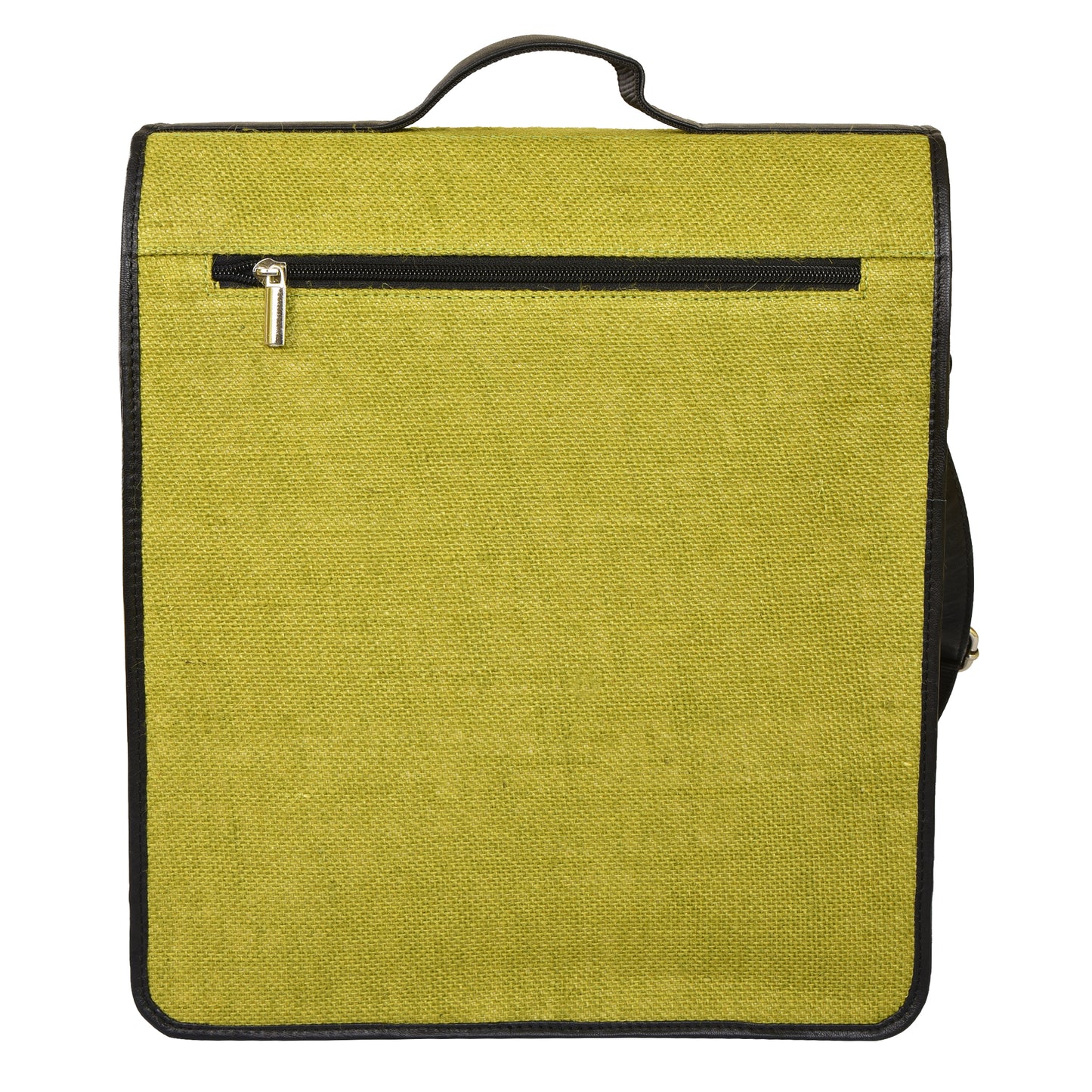 MERCHENTUS INDIA Green Elite Conference Bag | Premium Jute & Faux Leather Unisex Office & Laptop Bag