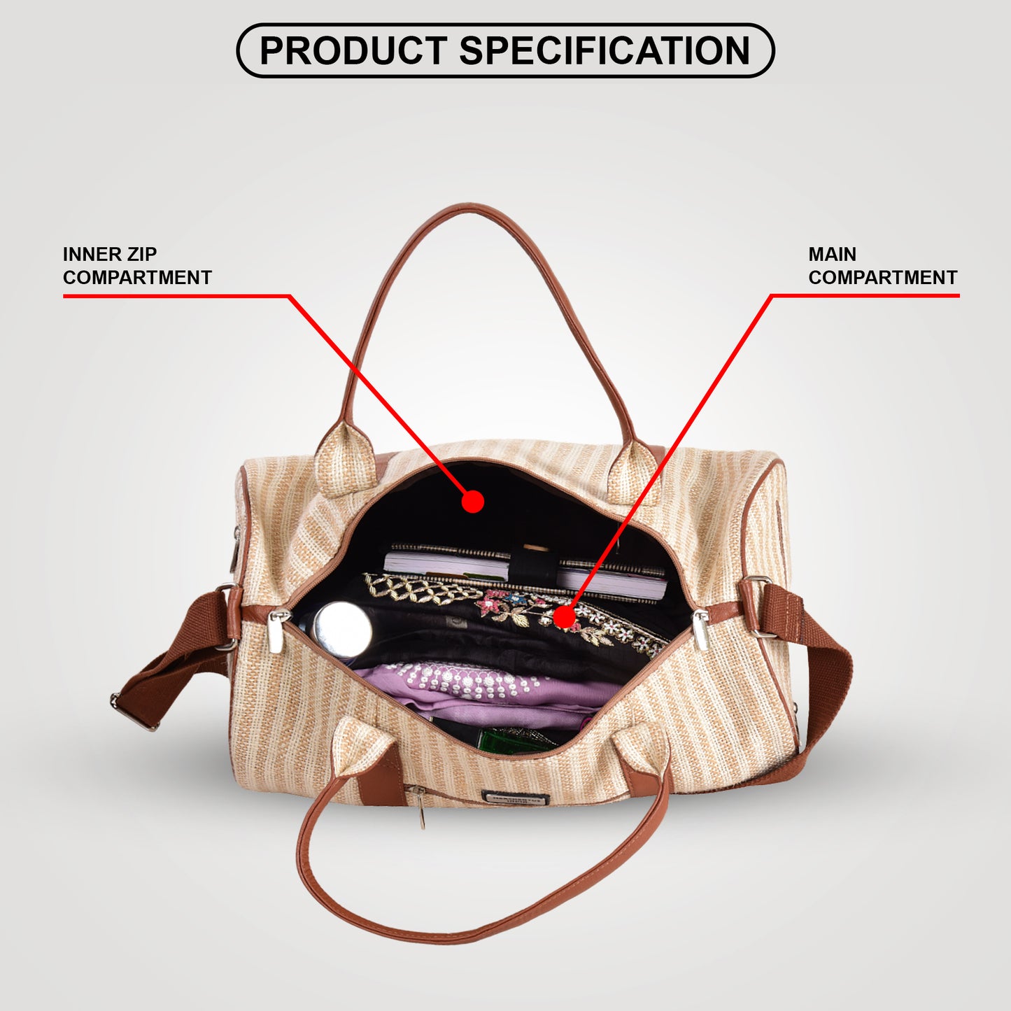 MERCHENTUS INDIA Eco-Friendly Green Dyed Jute & Leather Blend Gym Duffle Bag | Stylish Travel & Fitness Companion
