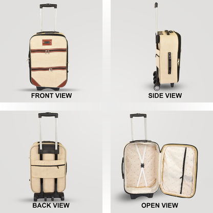 OXFORD JUTE TROLLEY BAG COMBO (Set of 2) – Jute & Leather Blend Travel Trolleys