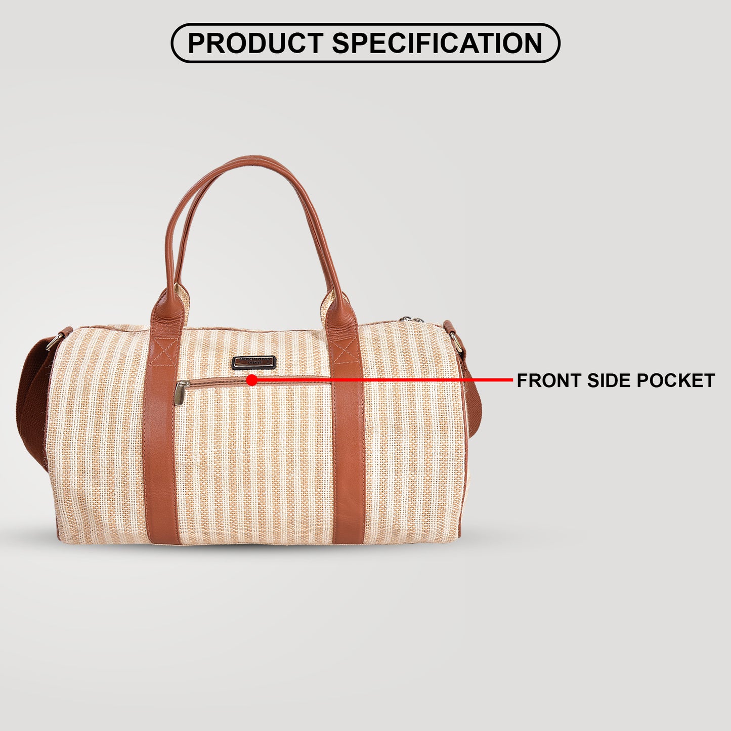 MERCHENTUS INDIA Eco-Friendly Green Dyed Jute & Leather Blend Gym Duffle Bag | Stylish Travel & Fitness Companion