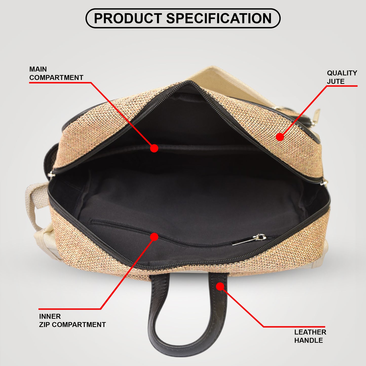 MERCHENTUS INDIA Eco-Chic Jute & Leather Blend Backpack | Sustainable Everyday Backpack for Office, Travel & College