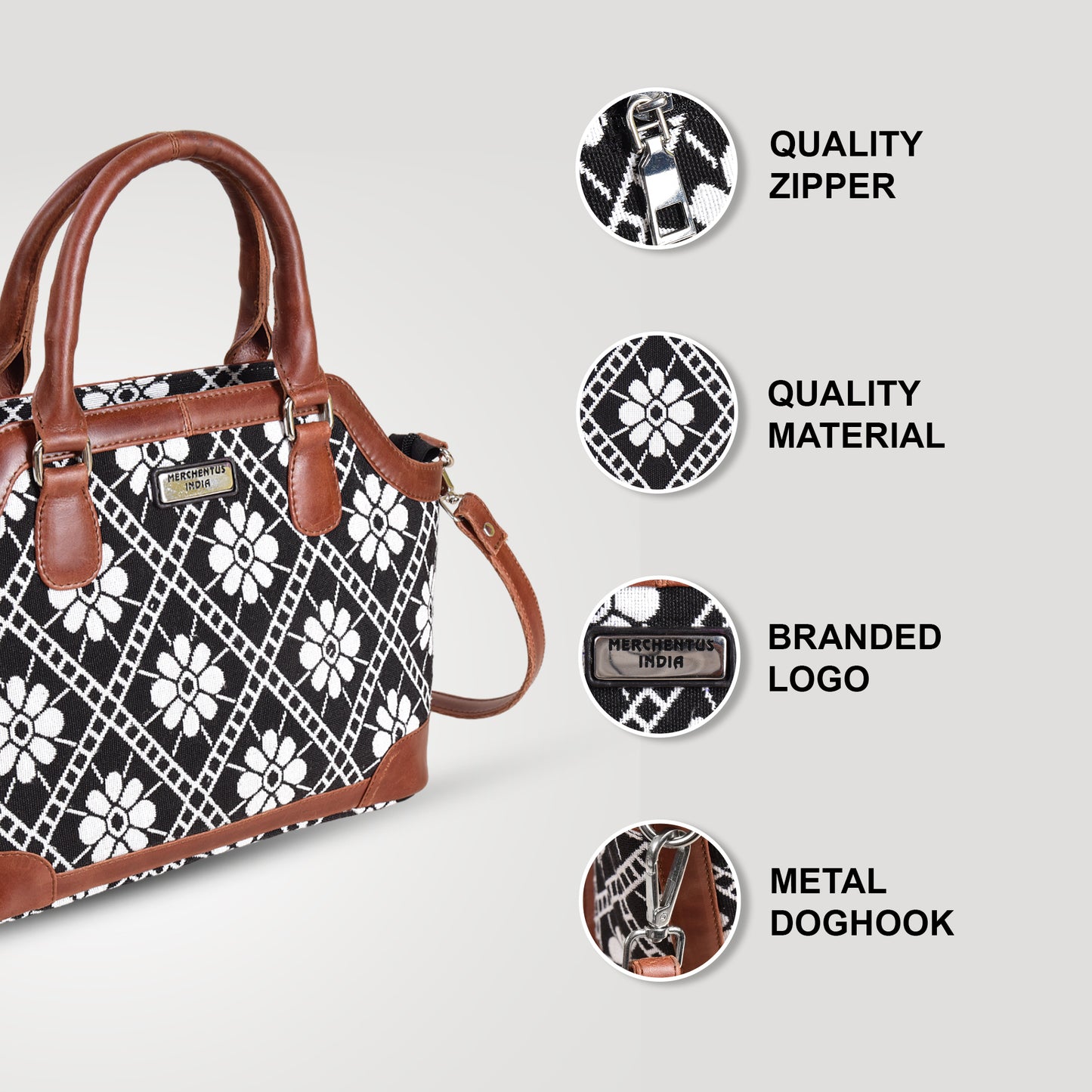 Chocolate Ladies Bag | Cotton & Leather Handbag for Women – MERCHENTUS INDIA
