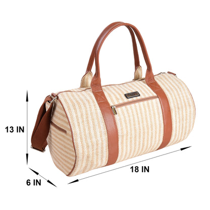 MERCHENTUS INDIA Eco-Friendly Green Dyed Jute & Leather Blend Gym Duffle Bag | Stylish Travel & Fitness Companion