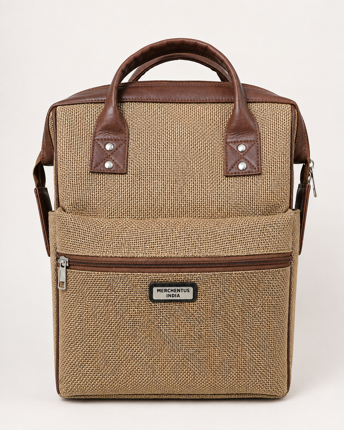 MERCHENTUS INDIA London Bag – Premium Jute & Leather Blend Multi-Purpose Travel & Office Bag