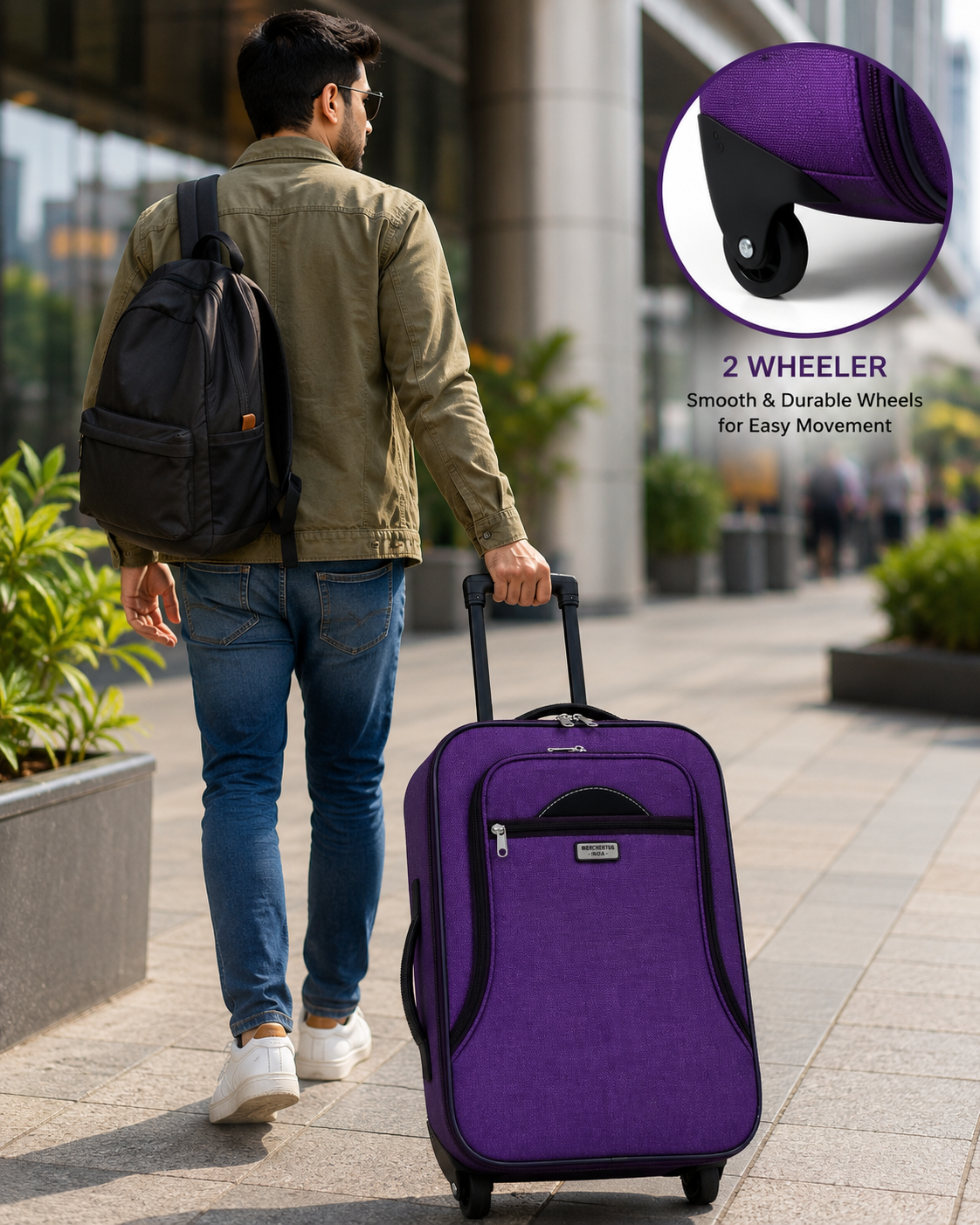 MERCHENTUS INDIA Premium 2-Wheel Travel Trolley Suitcase – Durable Hard Case Luggage for Smooth Travel