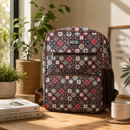Premium Polyester Printed Backpack for Men & Women | Stylish Laptop Backpack | Lightweight, Durable & Spacious Daily Use Bag