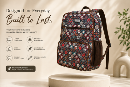 Premium Polyester Printed Backpack for Men & Women | Stylish Laptop Backpack | Lightweight, Durable & Spacious Daily Use Bag