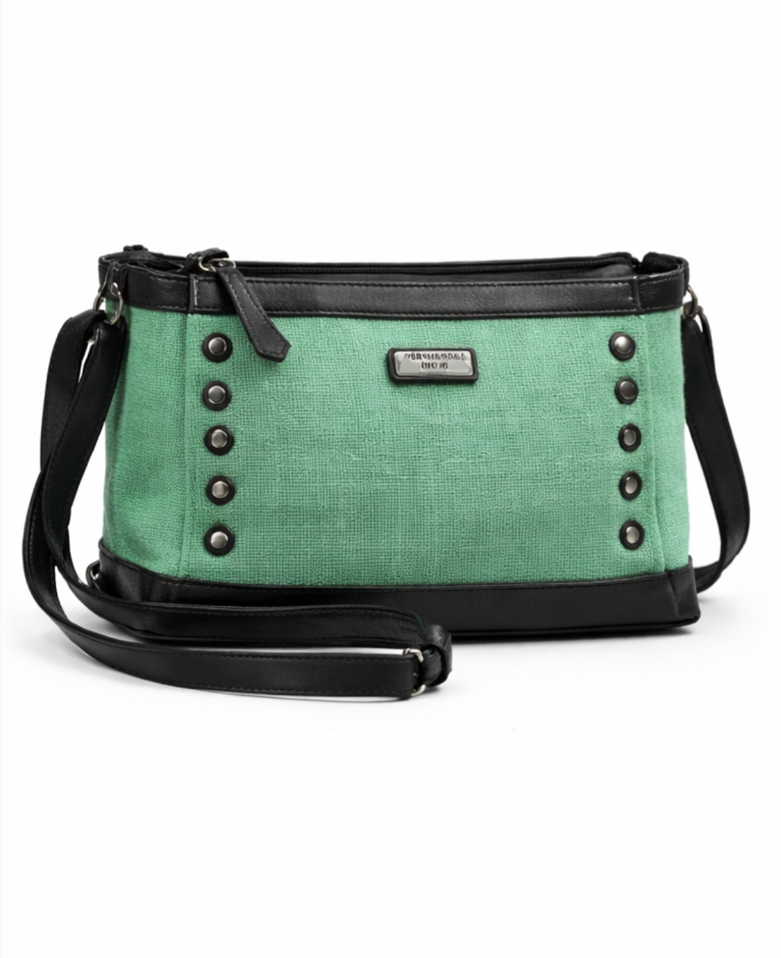 MERCHENTUS INDIA Green Rider Chocolate Ladies Bag | Green Dyed Jute & Faux Leather Sling Bag